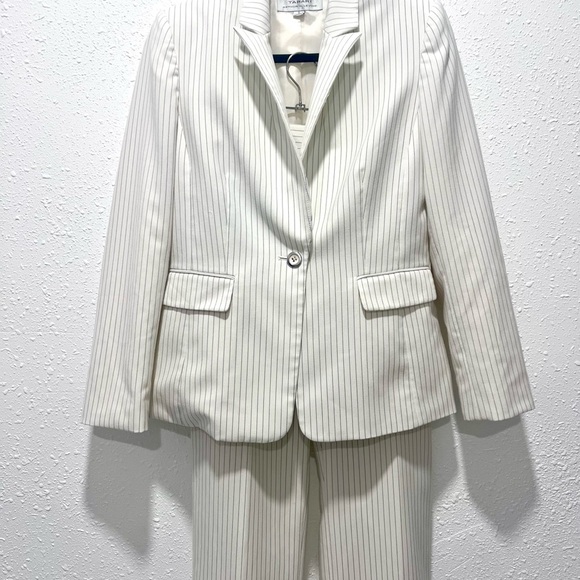 Tahari ASL Women's Striped Notched Collar One-Button Jacket  8 - Picture 5 of 9